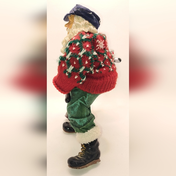 Vintage Golfing Santa Claus Christmas Figure With Sweater Golf Bag 9.5" Tall - Picture 3 of 5